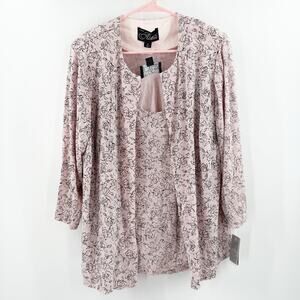 ALEX EVENINGS Woman Set Size 1X Shell Pink 2-Piece NWT Glitter Formal Wedding